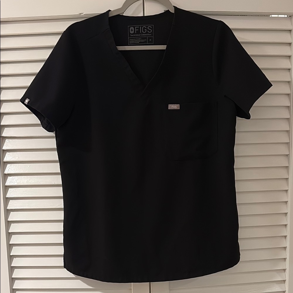 Women's Figs Black Scrub Top